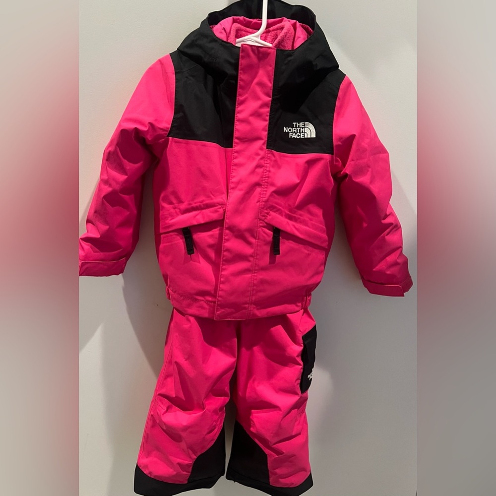 The North Face Kids Pink and Black Jacket + Snow Pants Set